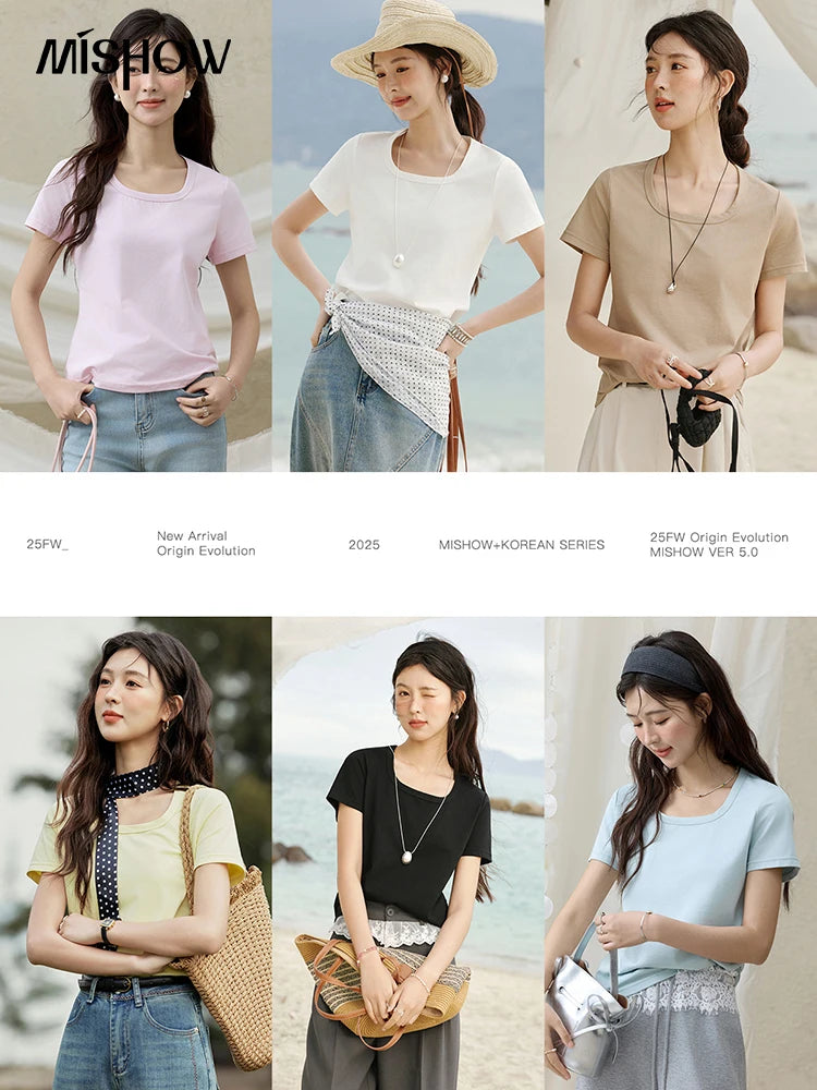 Mishow Solid Square Neck Straight Tee MXE15T0483