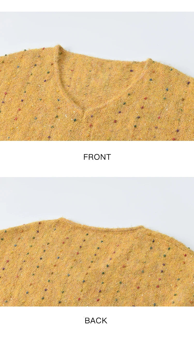 Mishow Retro Yellow Sequins V-Neck Pullover MXE47Z2572