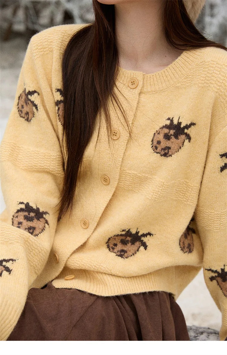 Mishow Funny Pineapple Jacquard Round Neck Cardigan MXE87Z2752