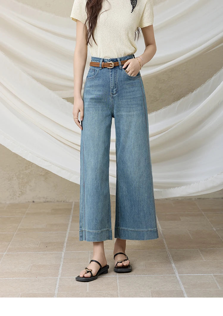 Mishow Slimming High Waist Ankle-Length Wide Leg Jeans MXE32K0919