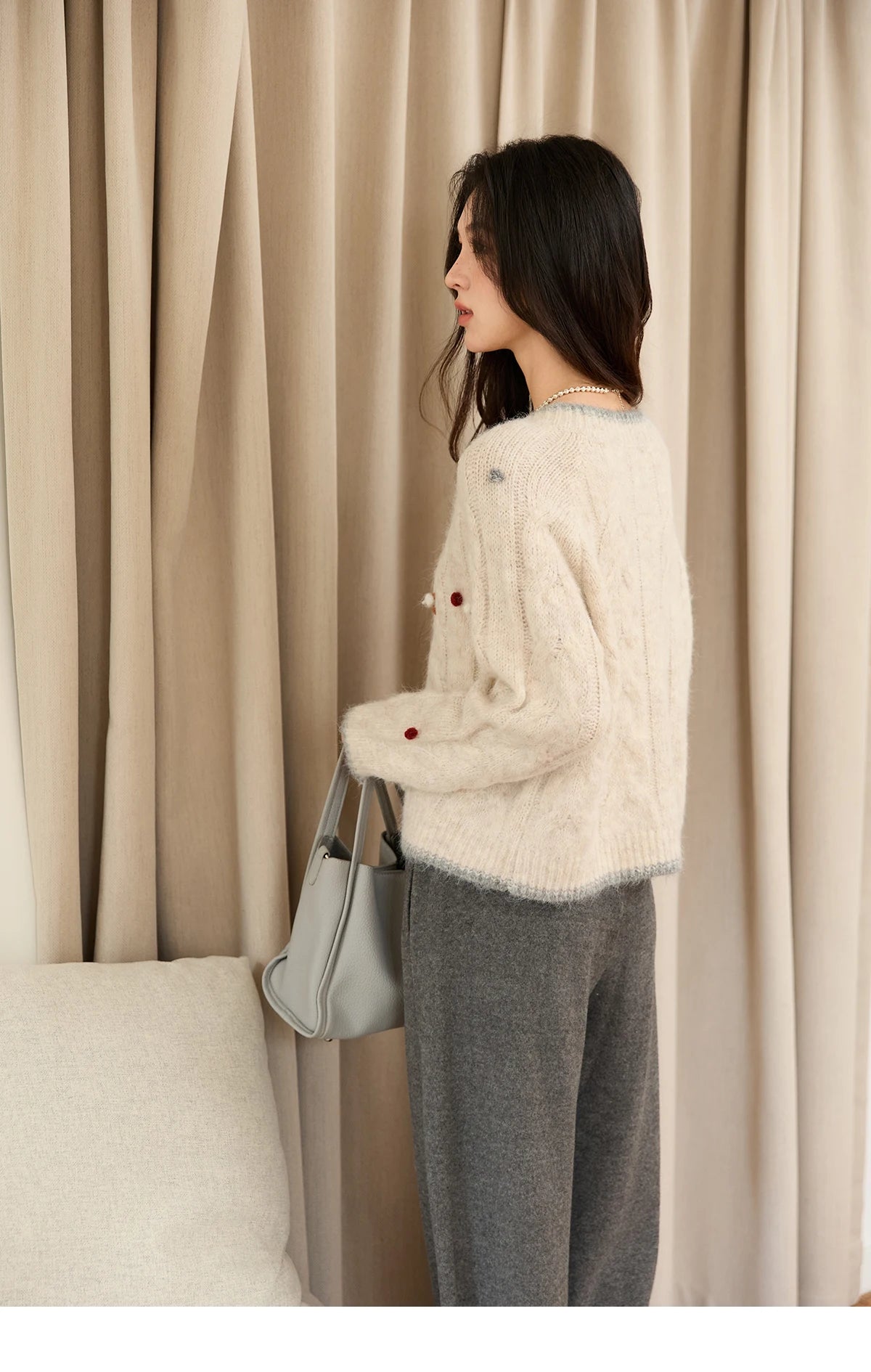 Mishow Hand-Crocheted Wool Blend Cardigan MXE48Z2575