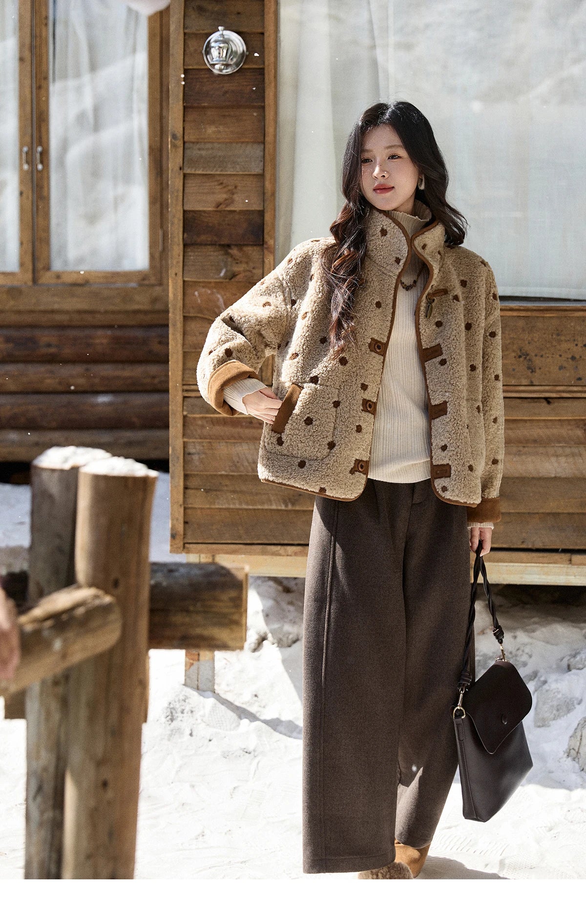 Mishow Brown Reversible Shearling Coat MXE93W1012