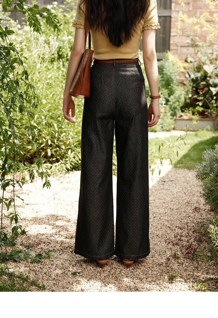 Mishow Polka Dot High Waist Wide Leg Jeans MXE38K0956