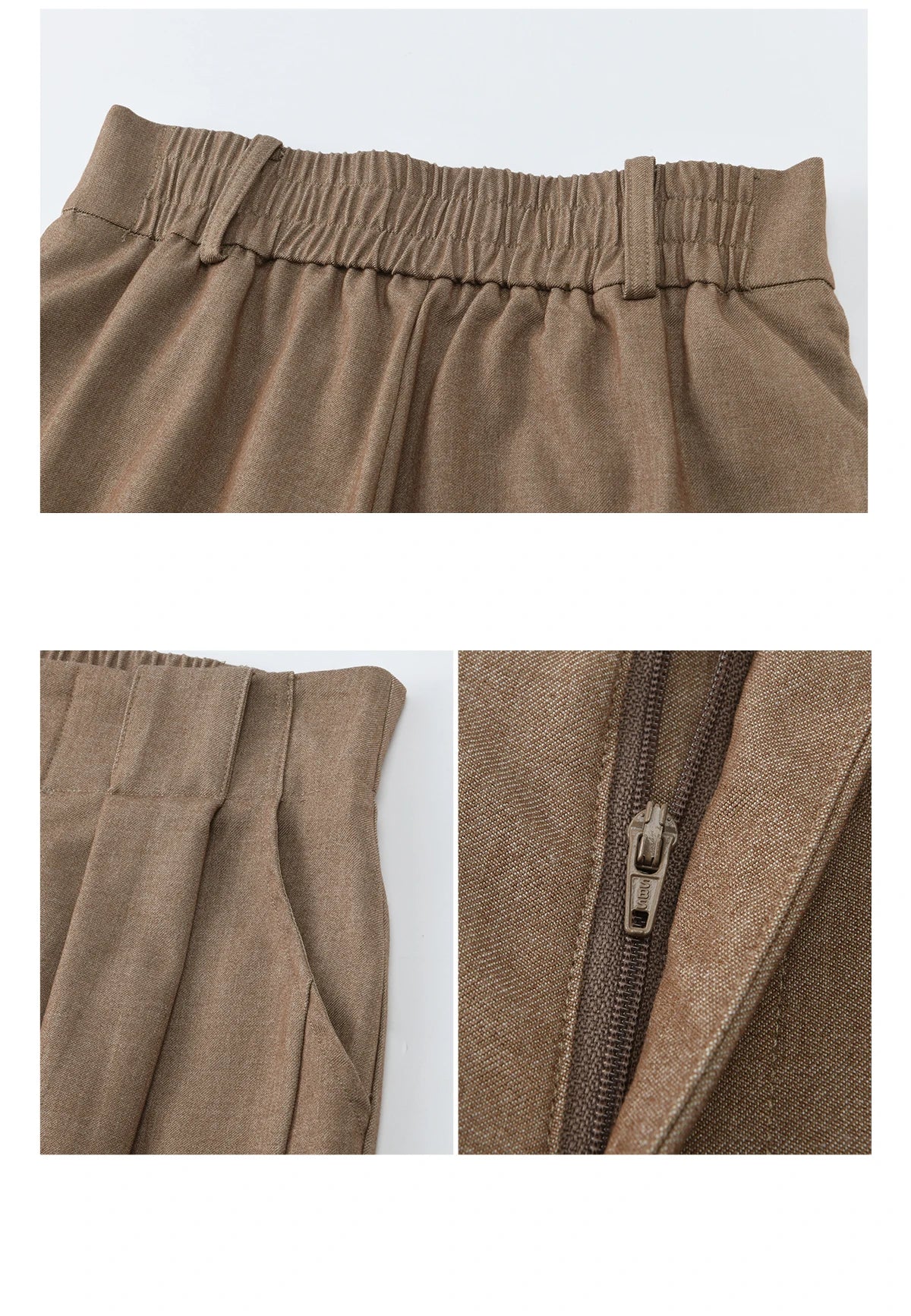 MISHOW Camel Wide Leg Pants High Waist Pleated MXF108K1007