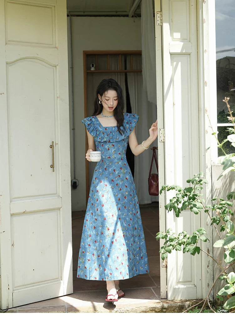 MISHOW Floral V-Neck Lace-Up Flying Sleeve Dress MXE39L2436