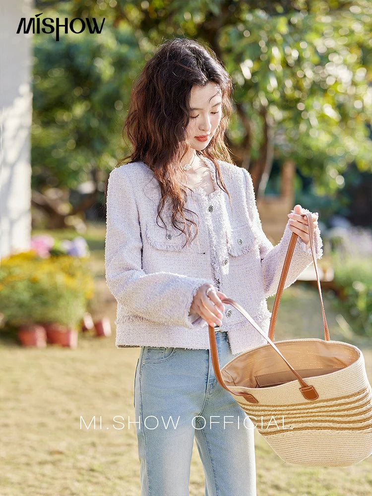 MISHOW Tassel Fragrant Coat Rose Buckle Weave Square Collar MXE13W0733