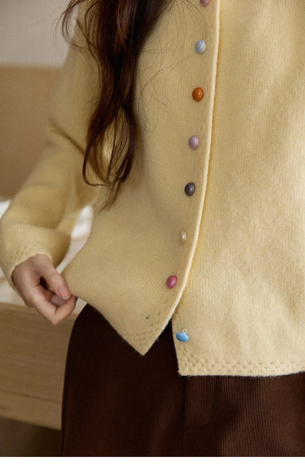 Mishow Rainbow Button Hollow Out Cardigan MXE90Z2796