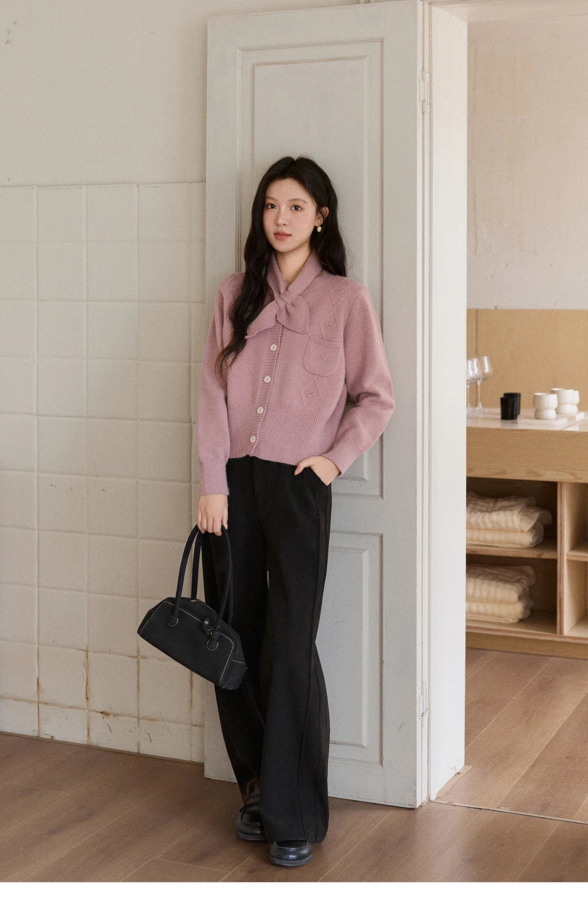 Mishow Taro Purple Detachable Scarf Sweater MXE91Z2825