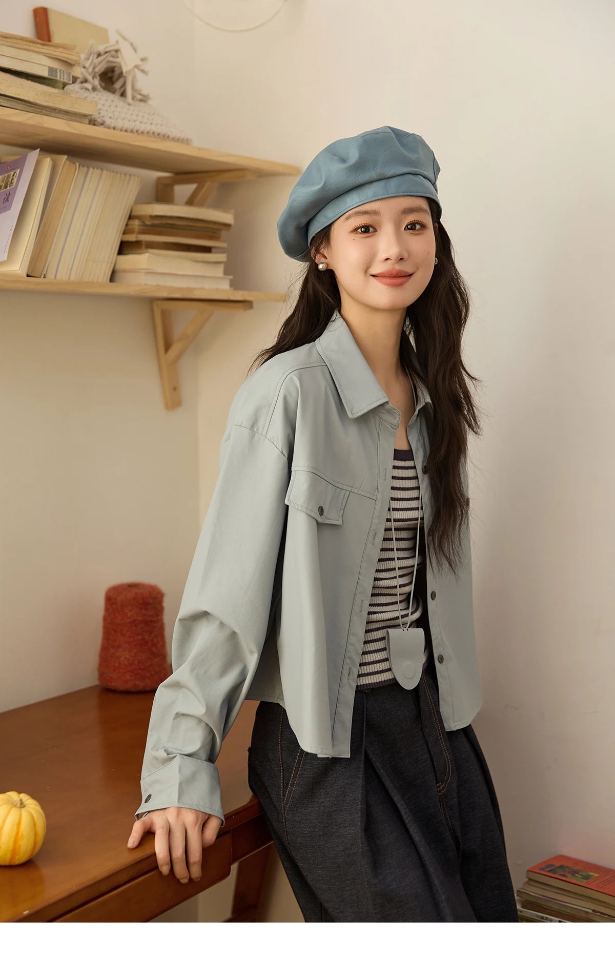MISHOW Two-Piece Set Striped Vest Solid Jacket with Pendant MXE45T1396
