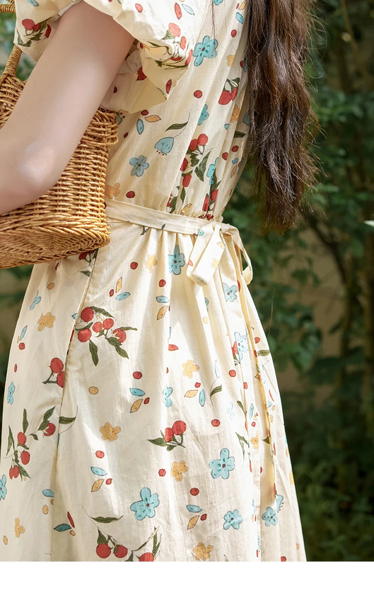 Mishow French 100% Cotton Floral V-Neck Dress MXD30L1868