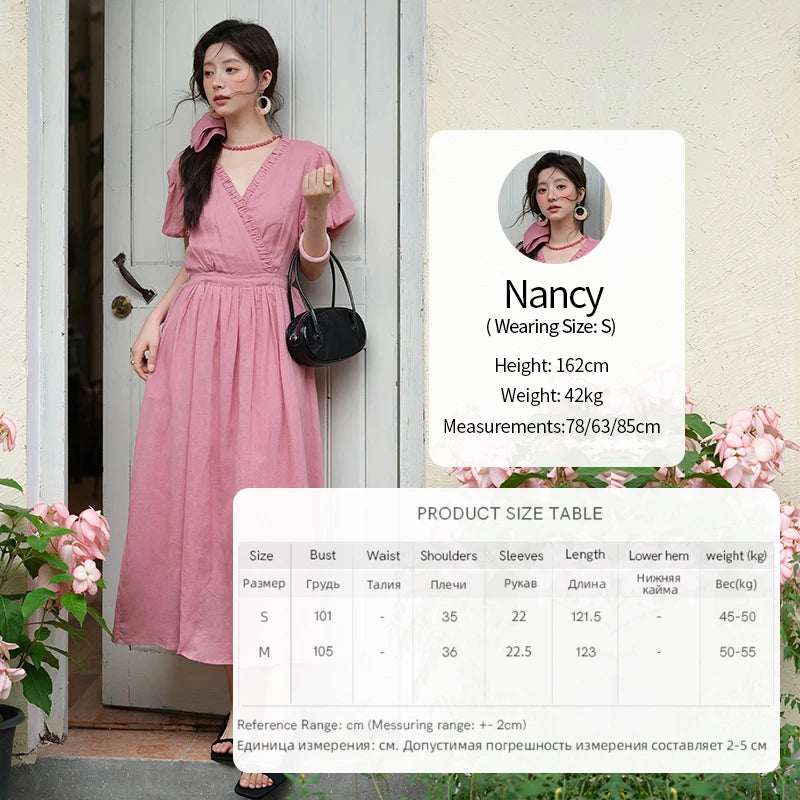 Mishow V-Neck Puff Sleeve Pocket Sash Dress MXE39L2381