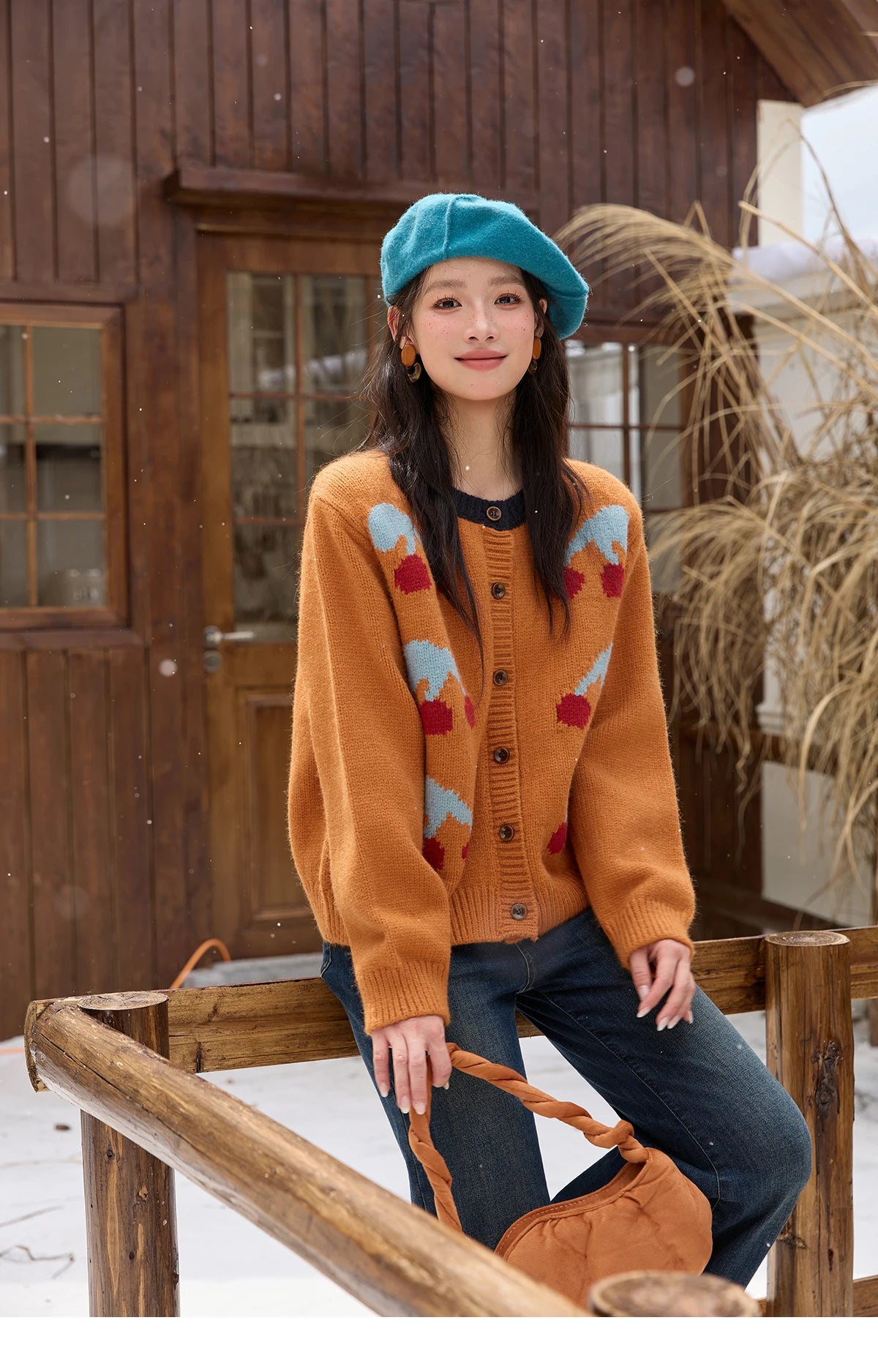 Mishow Cherry Jacquard Retro Sweet Cardigan MXE88Z2689