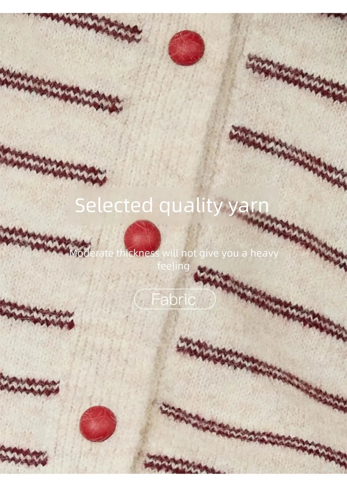 Mishow Beige Striped Red Scarf Button Cardigan MXE93Z2948