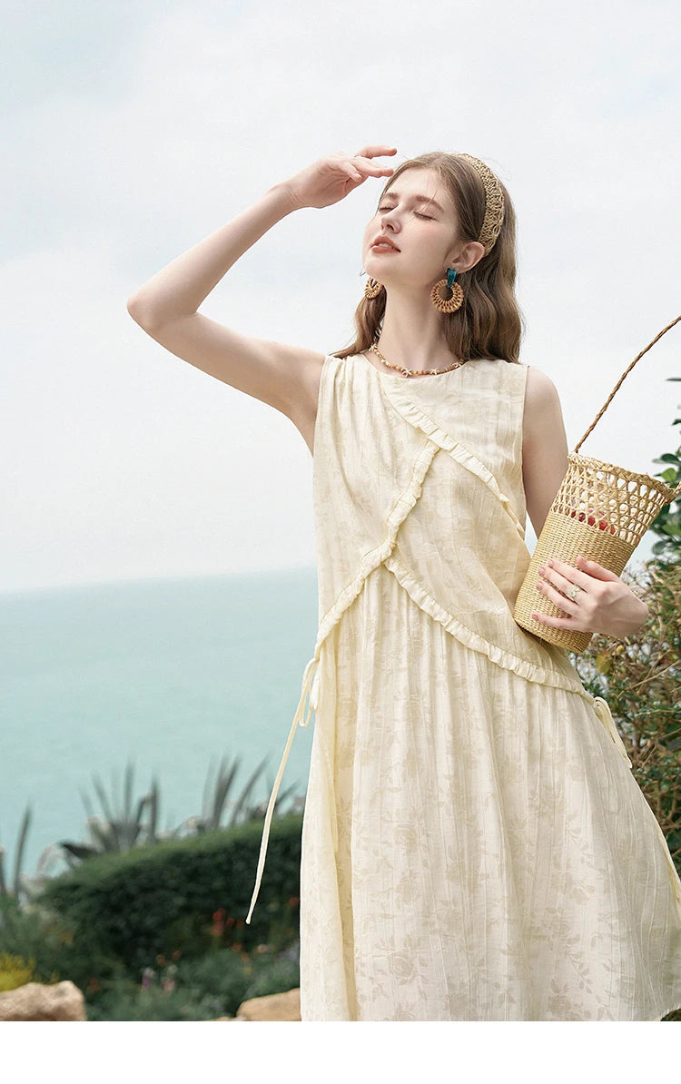 Mishow French Auricularia Edge Lace-Up Vest Dress MXD26L1821