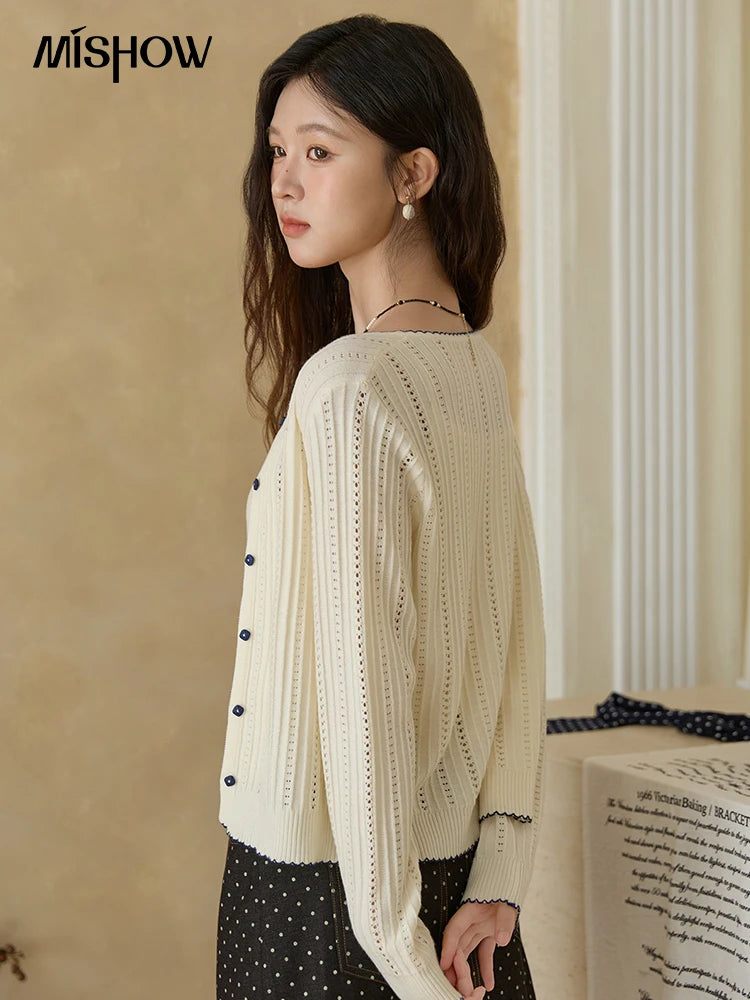 Mishow Apricot Knit Cardigan & Camisole Wool Set MXE43T0726