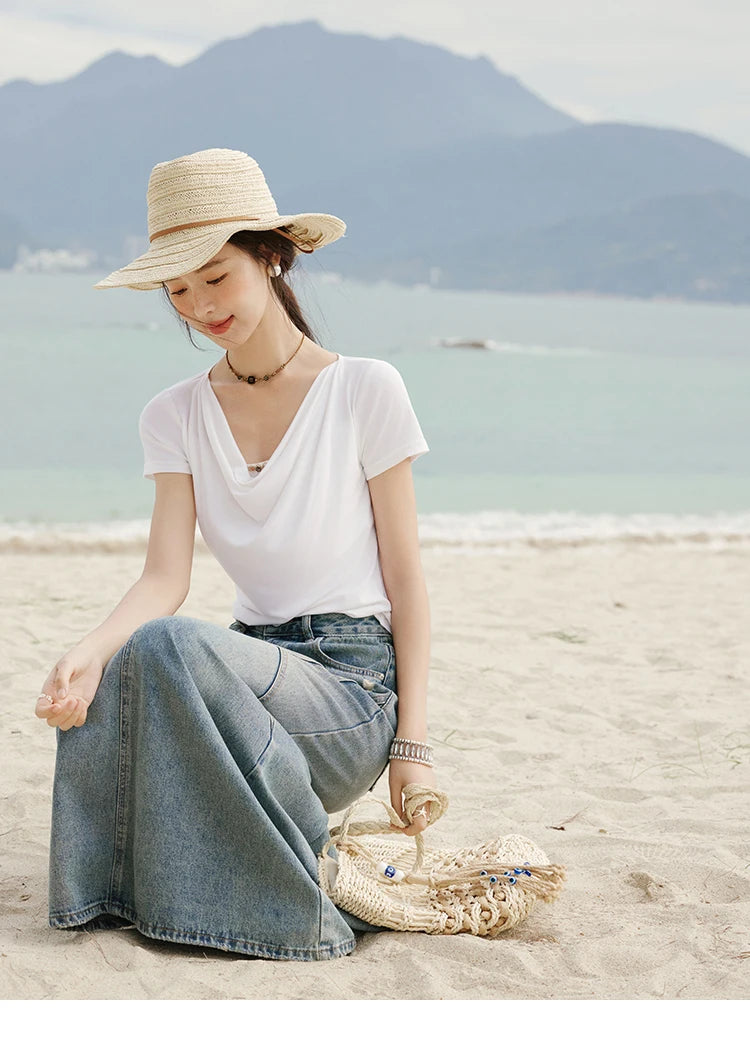 Mishow Swing Collar Shell Ribbon Tee MXE33T0524