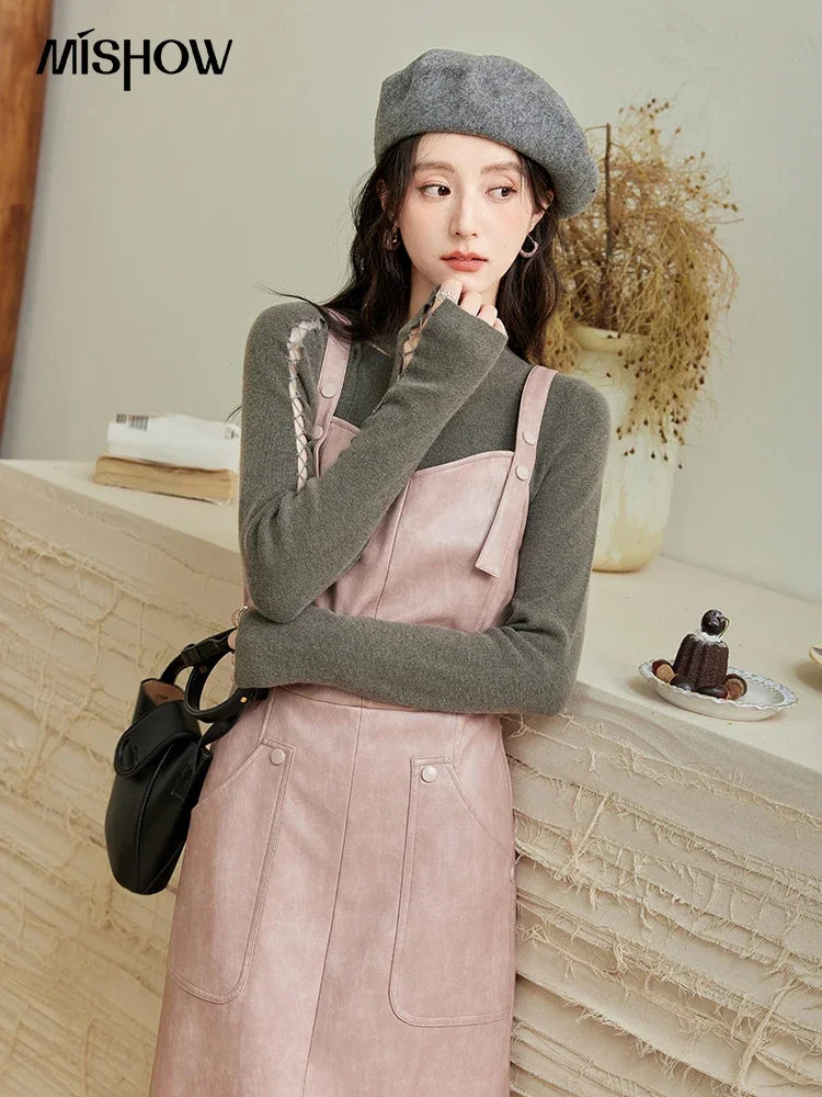 Mishow Hollow Tie Design Bottoming Knit Sweater MXD45Z0766