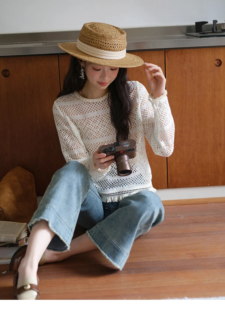 MISHOW Bohemian Lace Hollow Top Hem Tassel Knit MXE41X2466