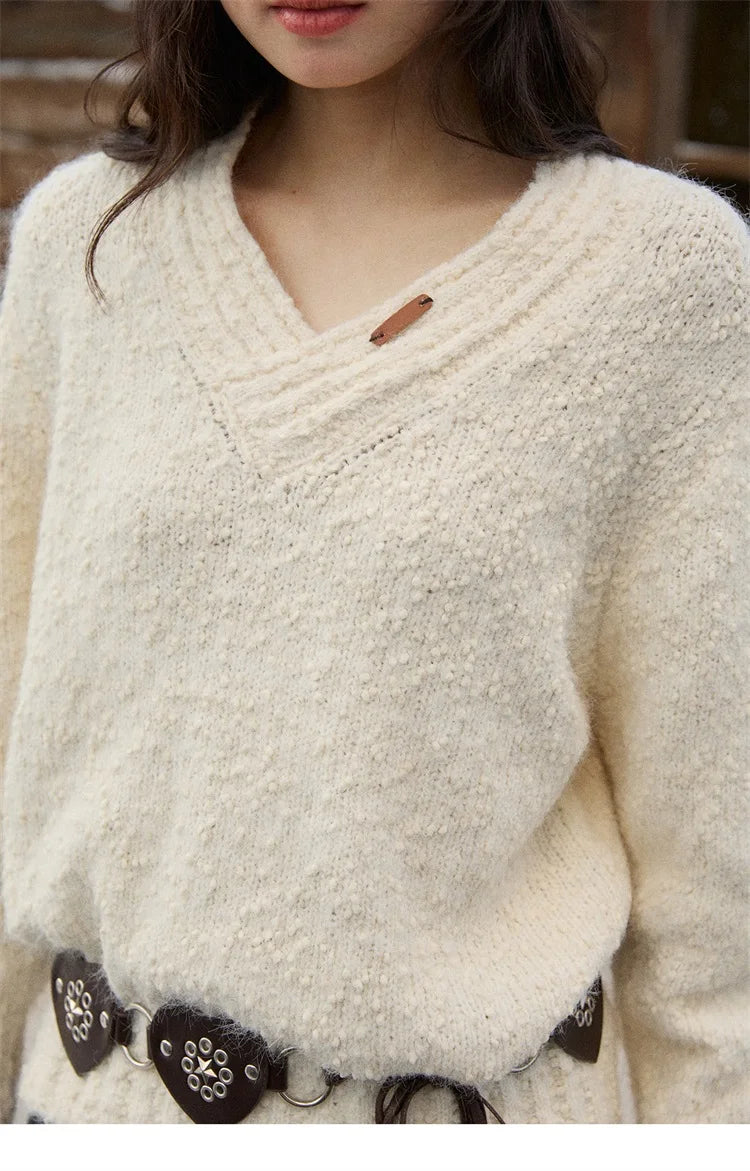Mishow Luxury V-Neck Ribbed Cuff Pullover MXE87Z2755