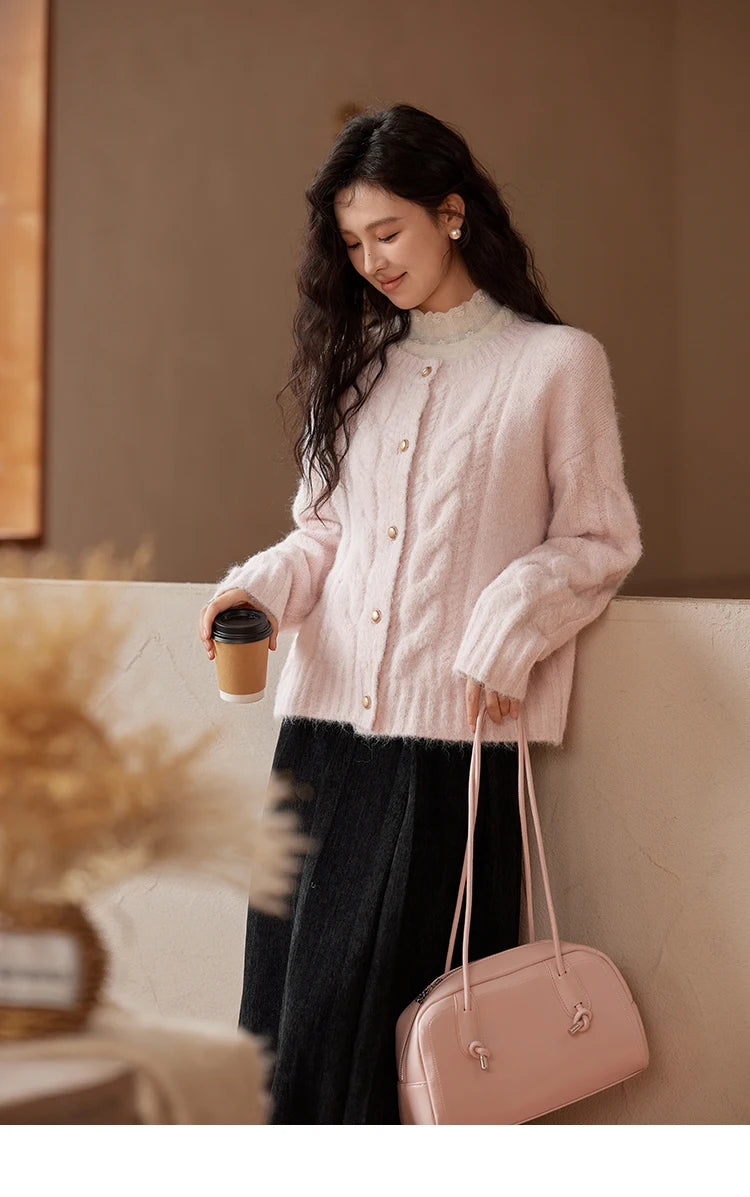 Mishow French Gentle O-Neck Wool Knit Cardigan MXD55Z1030