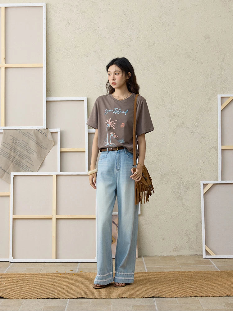 Mishow Cartoon Print Tassel Detail Tee MXE31T0533