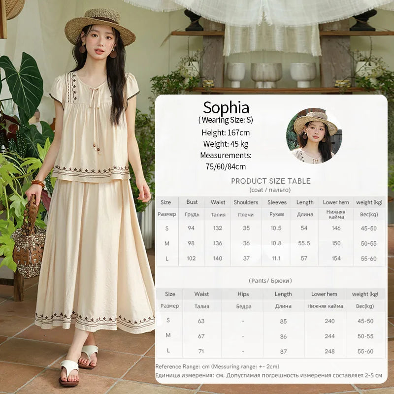 Mishow Embroidery Flying Sleeve Top & Elastic Waist Skirt Set MXE39T0667