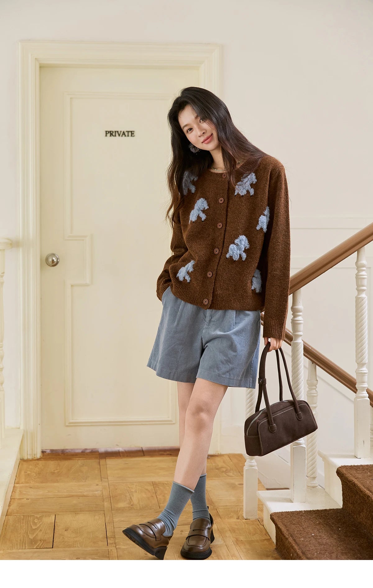 Mishow Lamb Jacquard Round Neck Cardigan MXE48Z2571