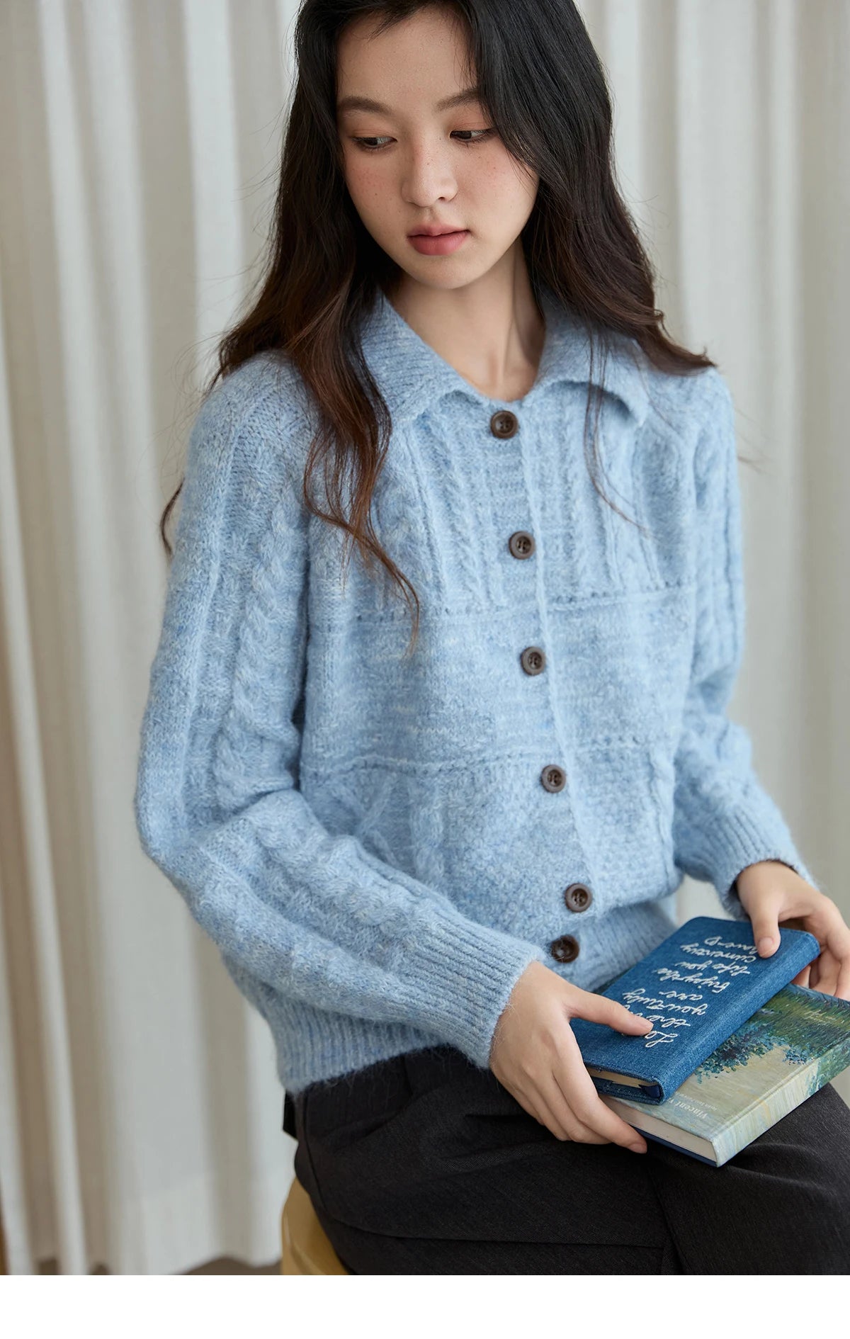 Mishow Simple Turn-Down Collar Knit Cardigan MXE48Z2611