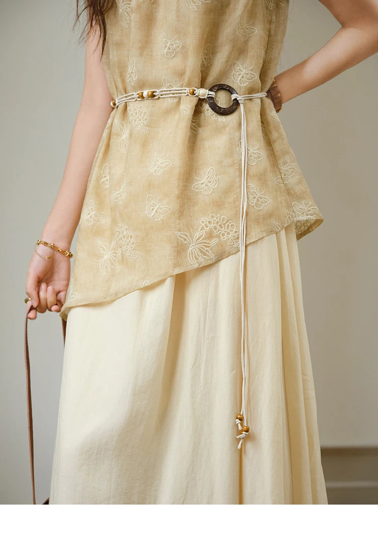 Mishow Butterfly Embroidery Splicing Belt Dress MXE36L2250