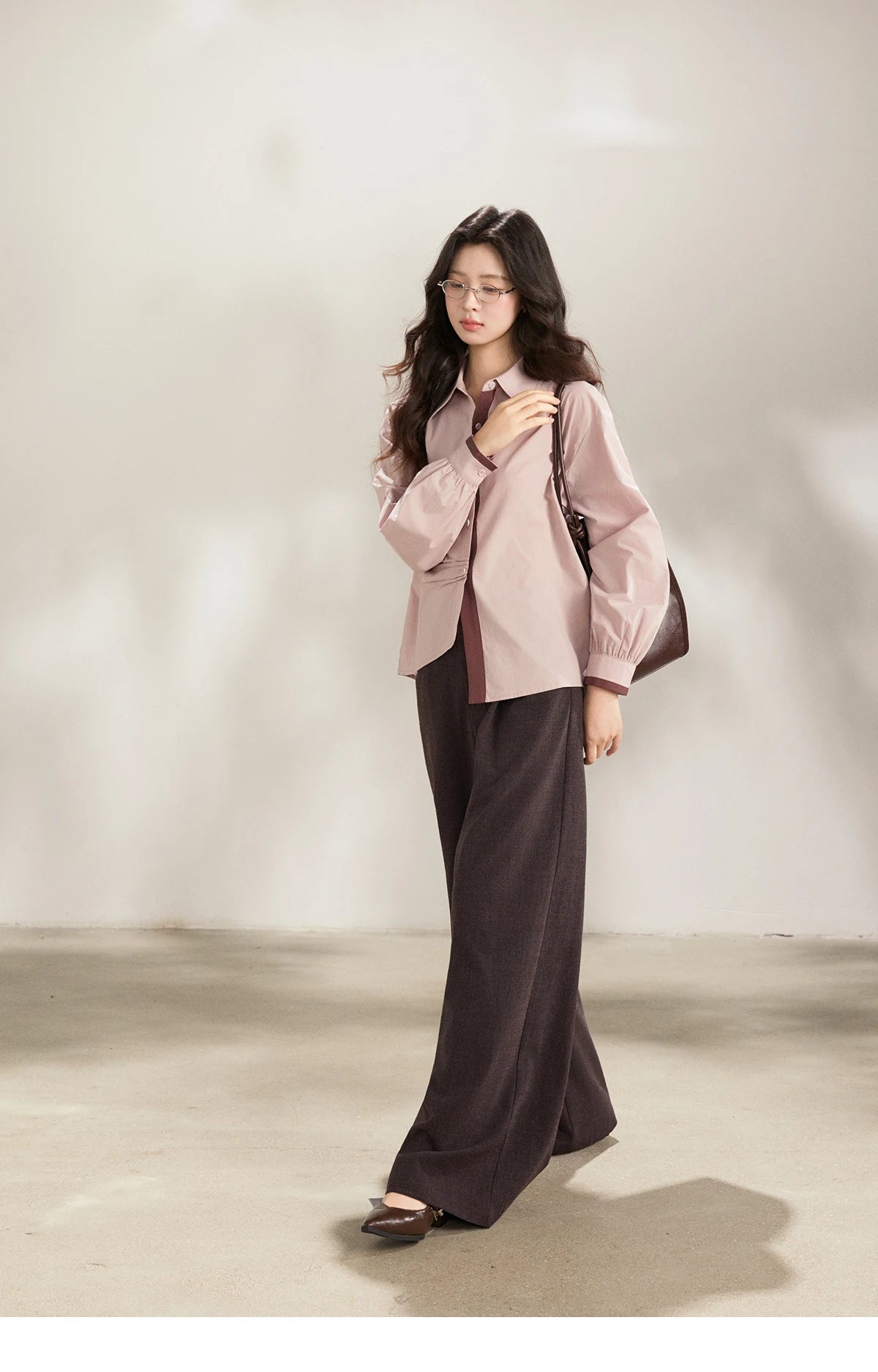 MISHOW Dark Purple Wide Leg Pants High Waist Pleated MXF13K1204