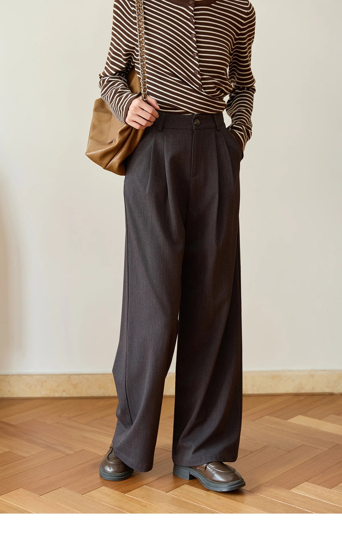 MISHOW Solid Wide-Leg Pants High-Waisted Loose Pockets MXE46K1090