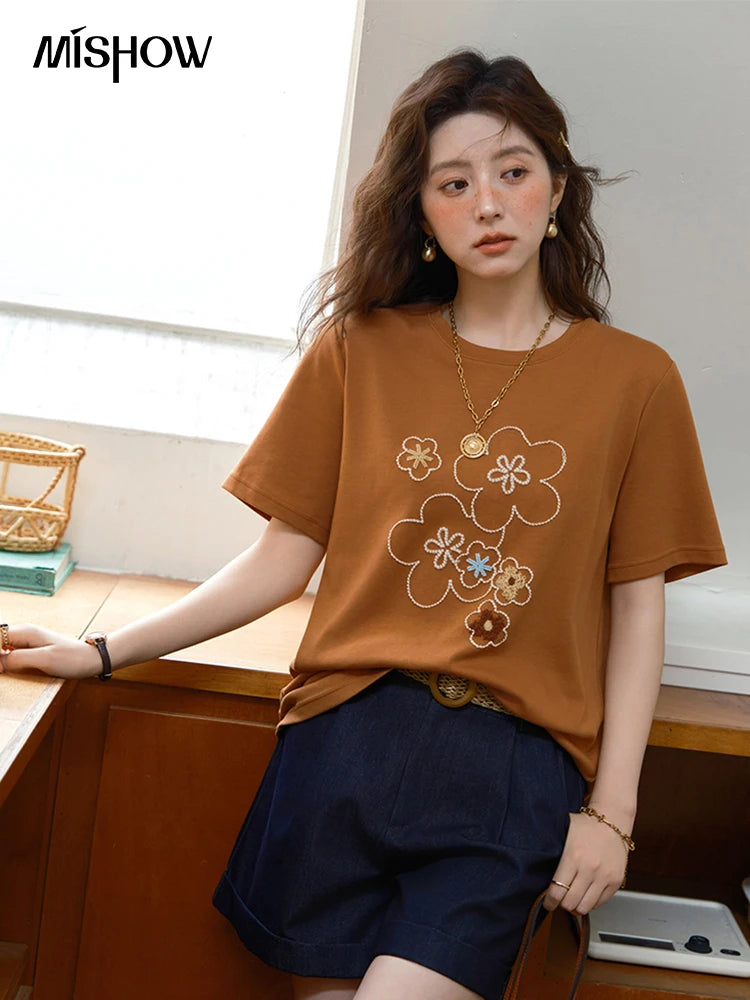 Mishow Floral Print Drop Sleeve Tee MXE36T0576