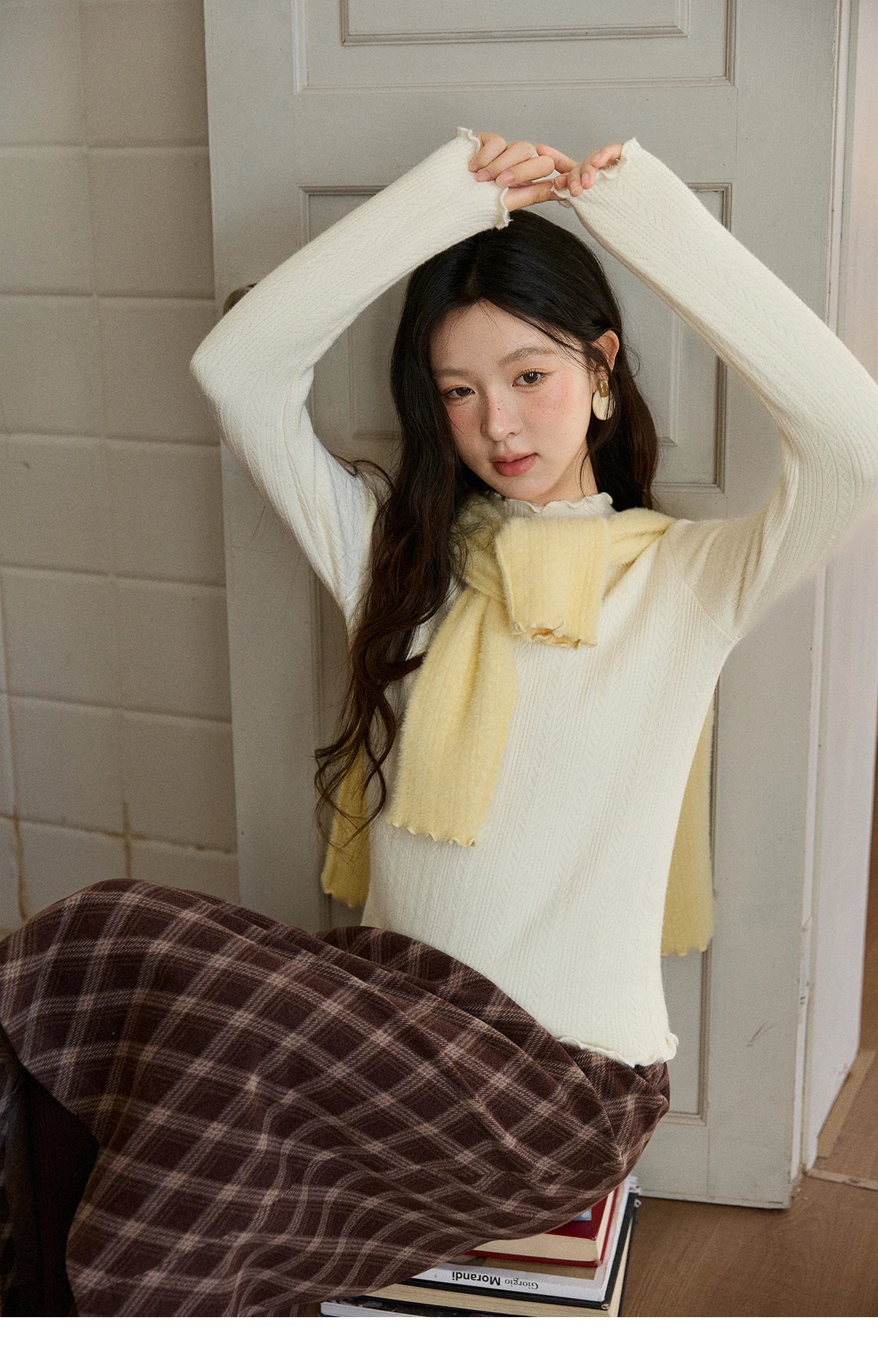 Mishow One Piece Velvet Mock Neck Knitted Top MXE88Z2597