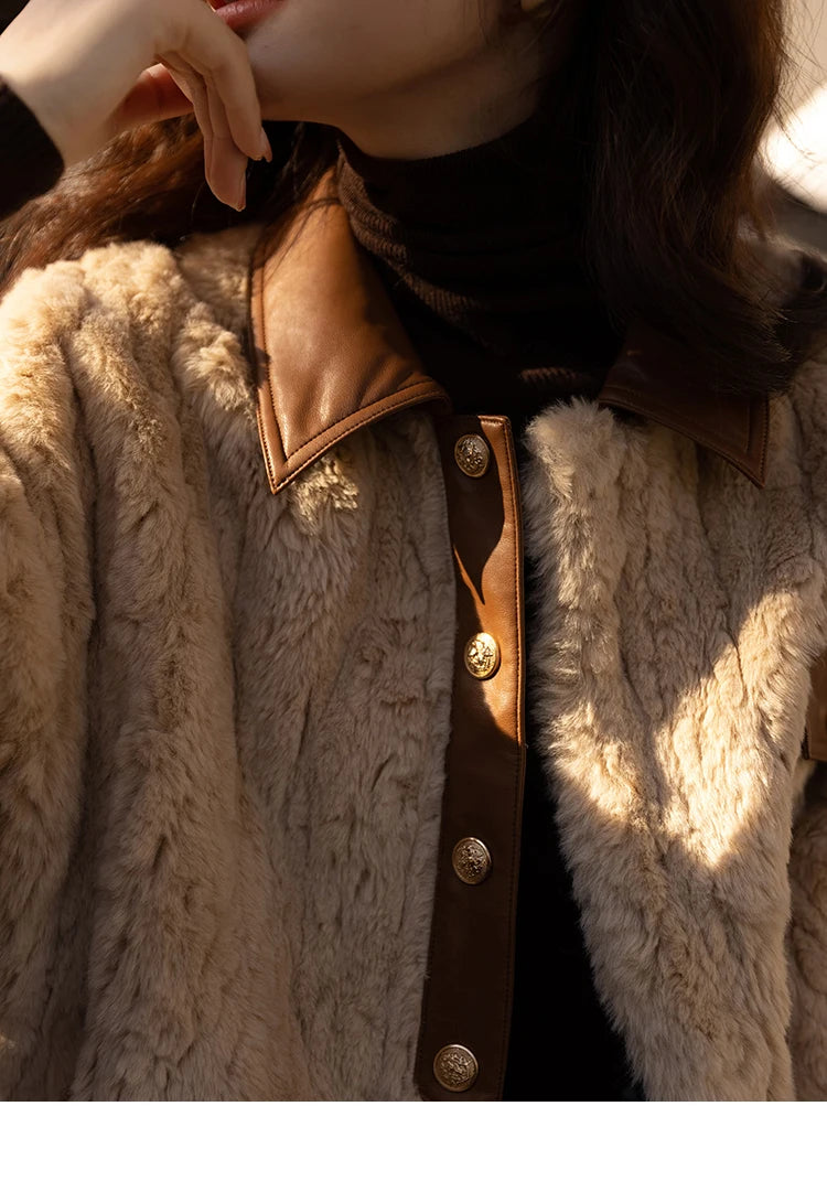 Mishow Lamb Wool Leather Trim Coat MXB43W0490