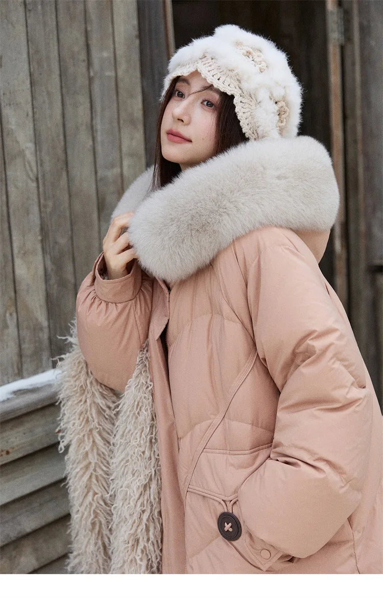 Mishow Fox Fur Collar 90% White Duck Down Jacket MXE51Y0082