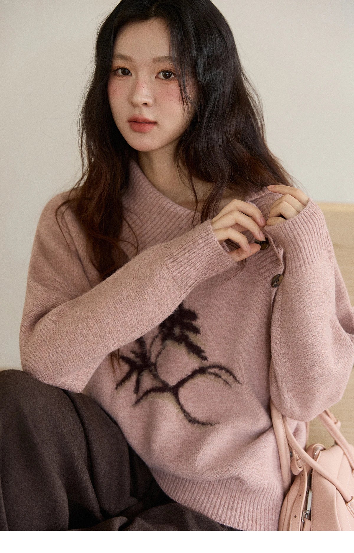 Mishow Plant Jacquard Turtleneck Pullover MXE86Z2658