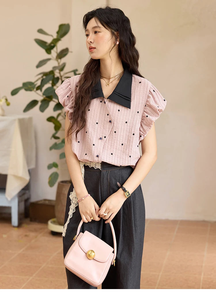 MISHOW Polka Dot Blouse Butterfly Sleeve MXE31C0776