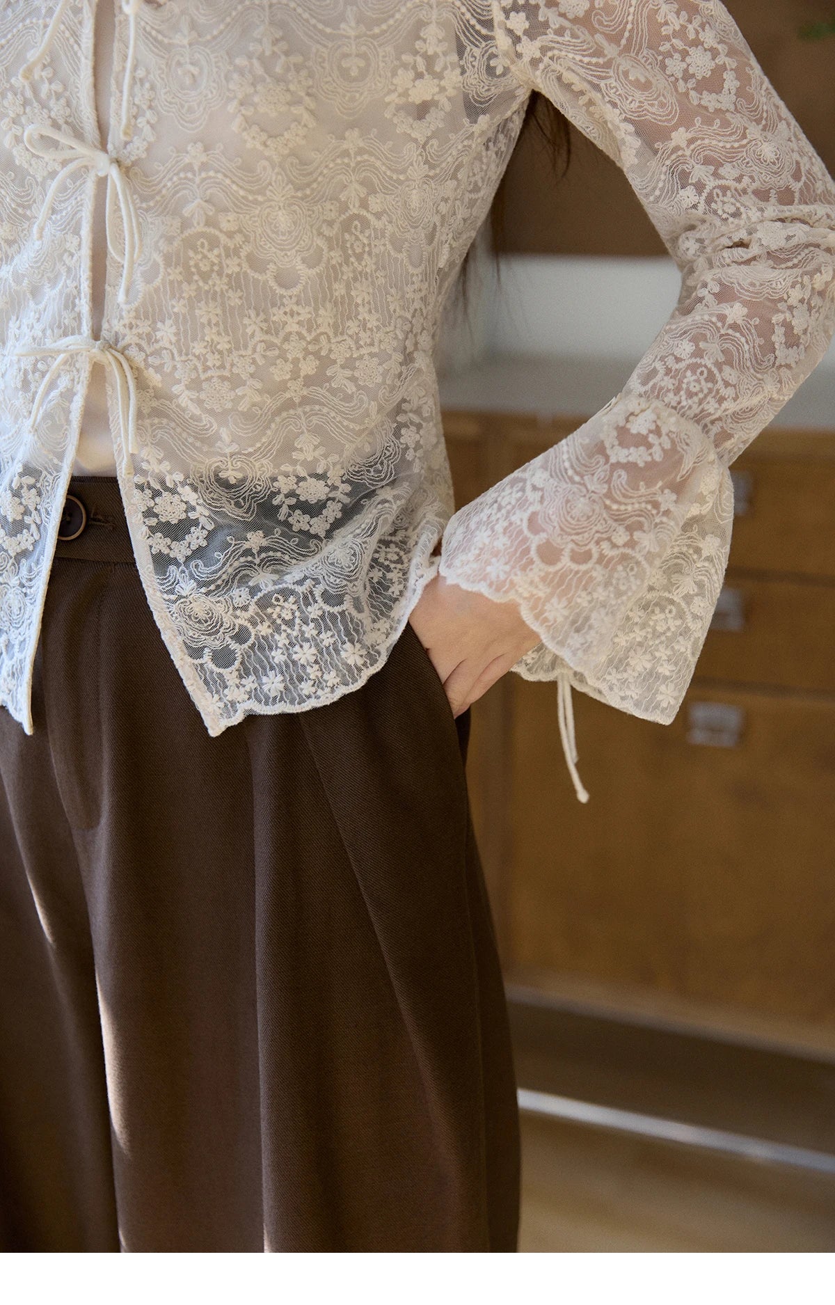 Mishow Sweet Lace Top & Camisole Two-Piece Set MXF108X1001