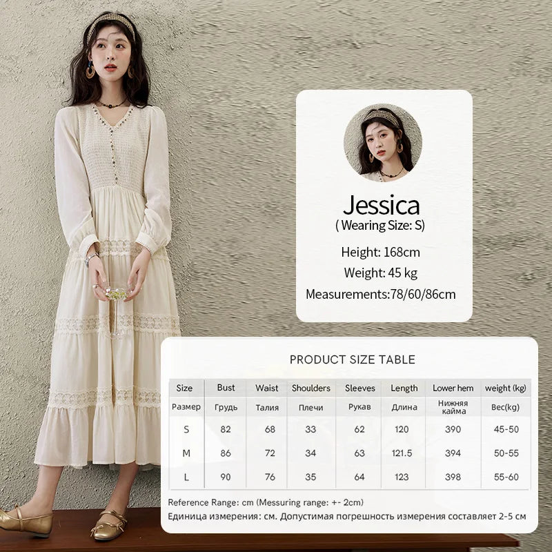 Mishow Apricot 100% Cotton Splicing Lace Dress MXE16L2168