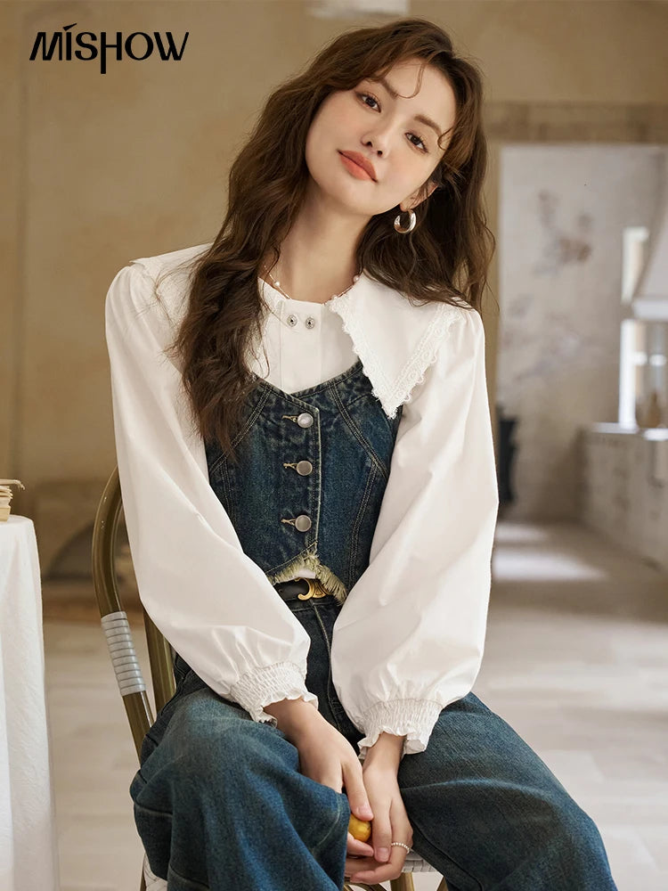 Mishow American Retro Denim Suspender Tank Top MXD12D0025