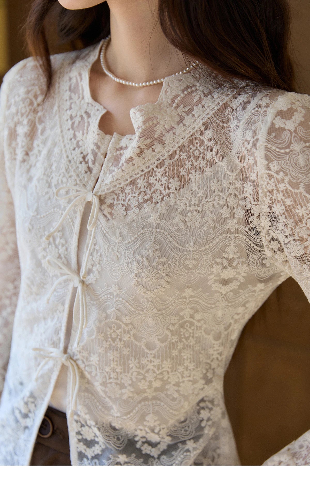 Mishow Sweet Lace Top & Camisole Two-Piece Set MXF108X1001