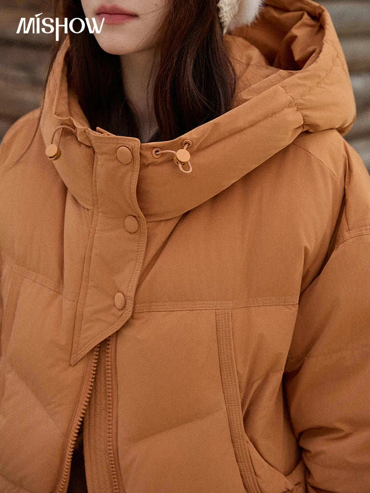 Mishow Hooded 90% White Duck Down Short Coat MXE51Y0080