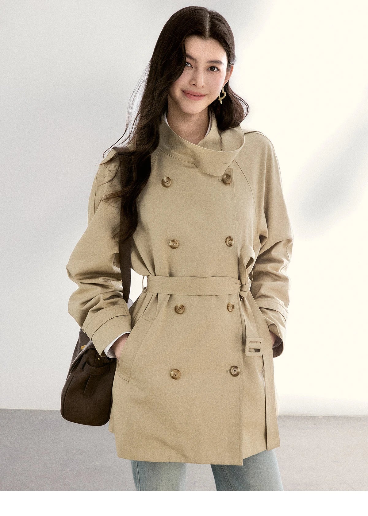 Mishow Double-Breasted Belted Mid-Length Trench MXF11W1031