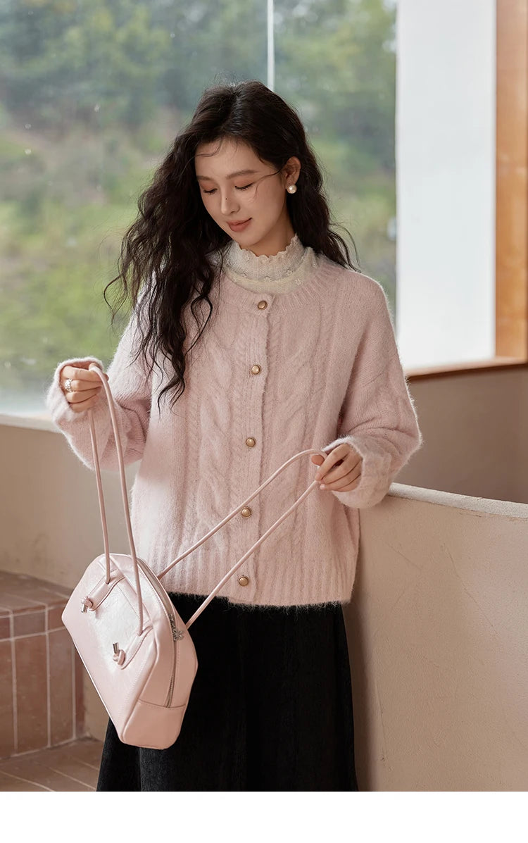 Mishow French Gentle O-Neck Wool Knit Cardigan MXD55Z1030