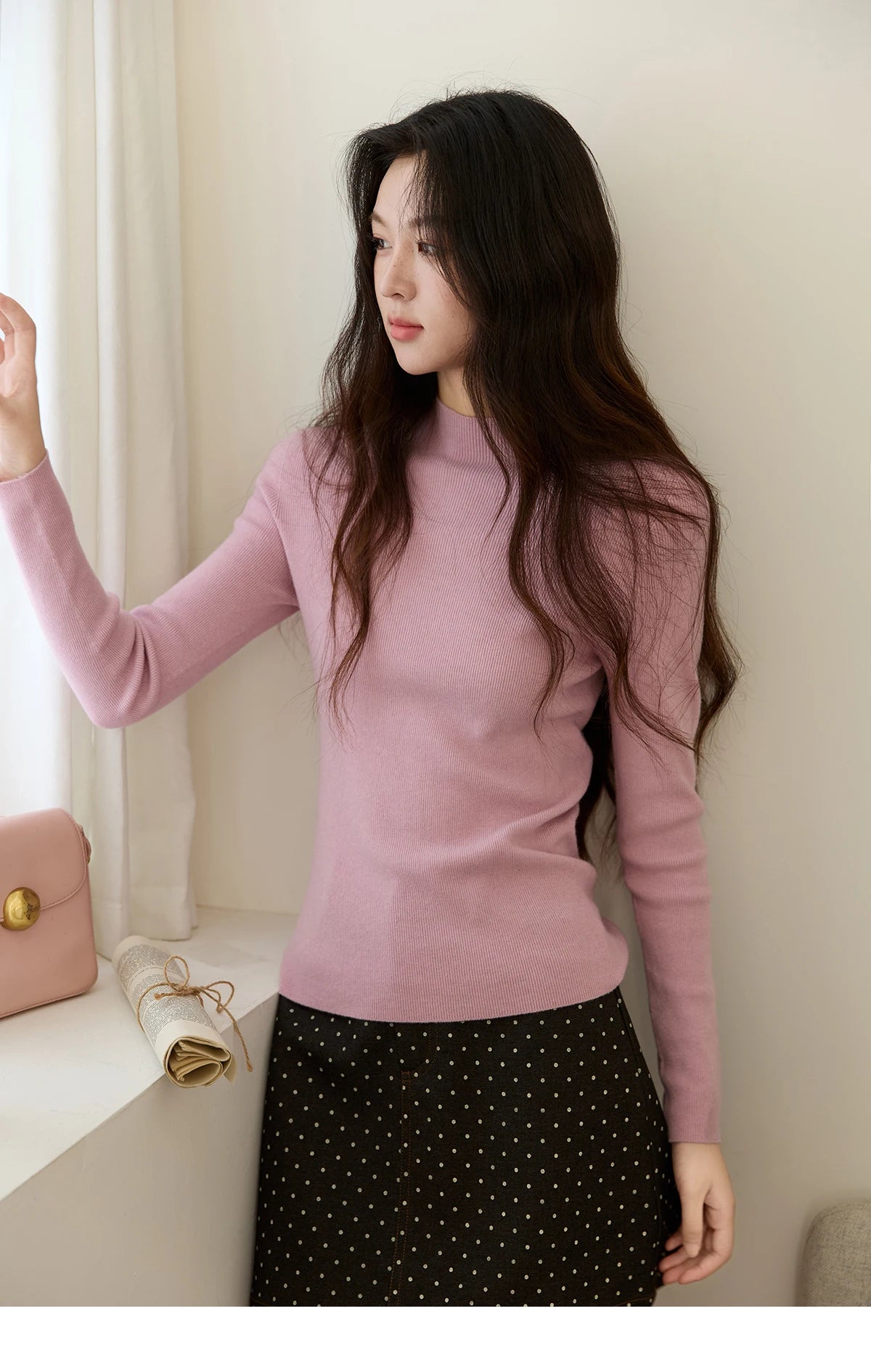 Mishow Minimalist Mock Neck Slim Pullover MXE48Z2583