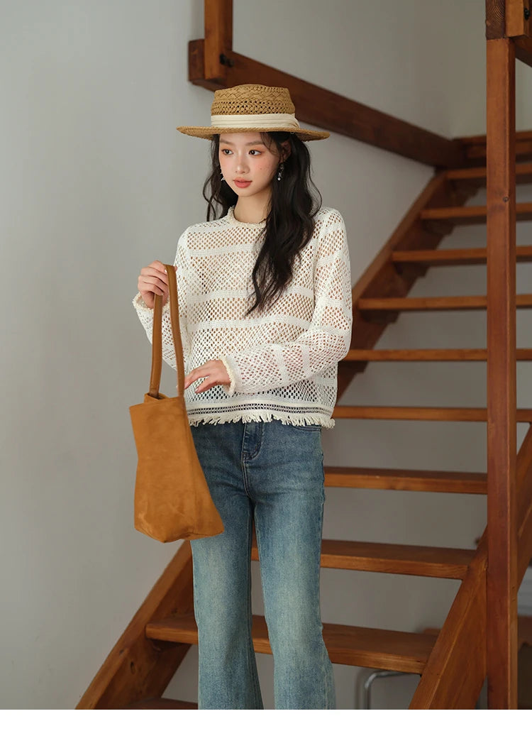 MISHOW Bohemian Lace Hollow Top Hem Tassel Knit MXE41X2466