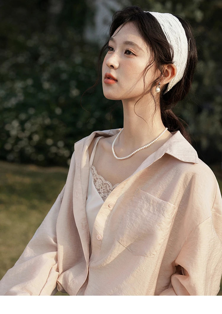 MISHOW Fake Two-Piece Blouse Turn-Down Collar Long Sleeve MXE16C0777