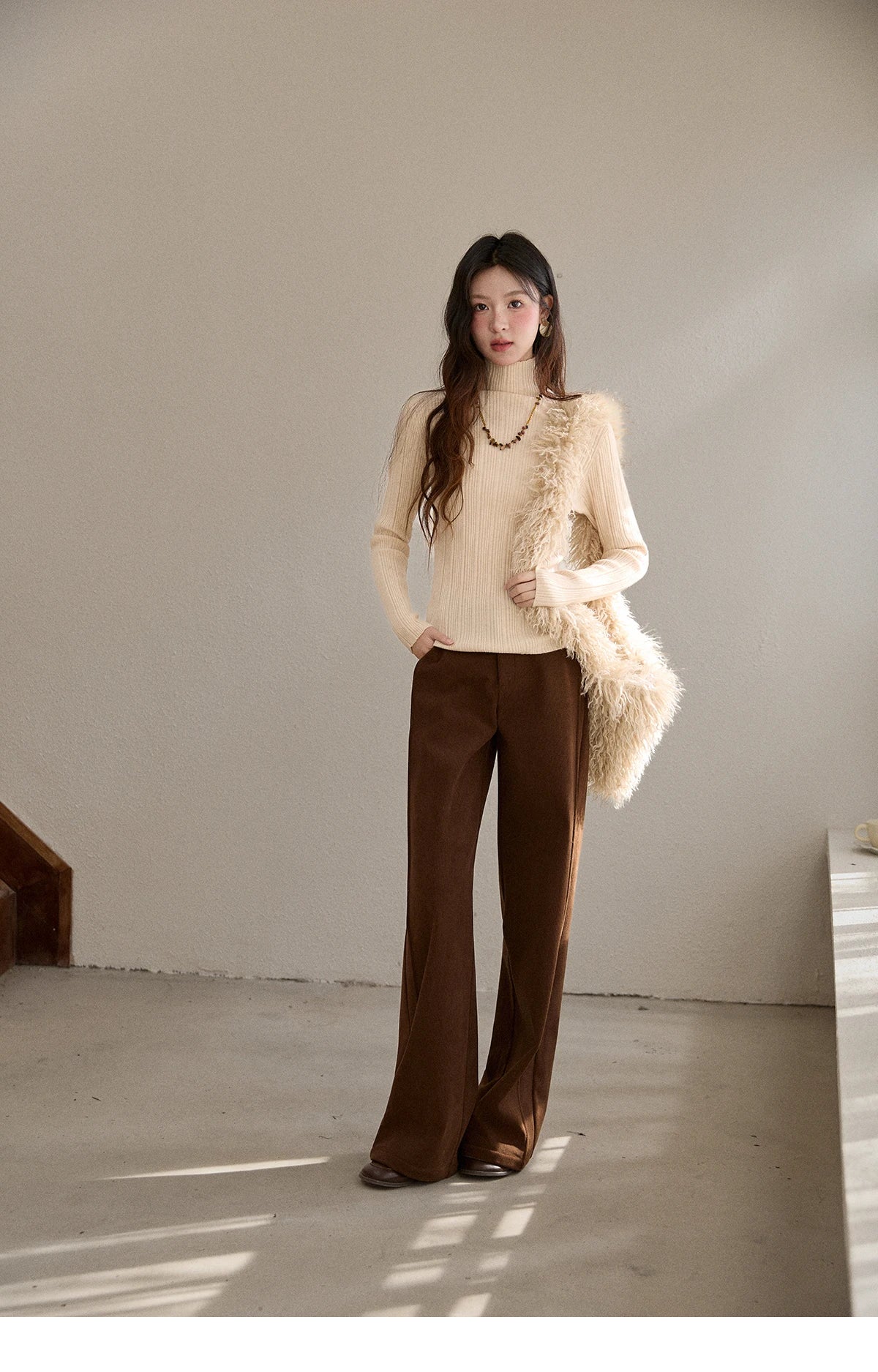 MISHOW Corduroy Straight Leg Pants Silver Fox Velvet Warm MXE91K1125
