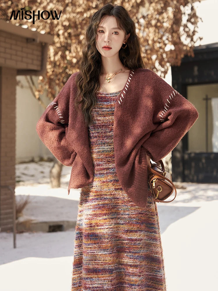 Mishow Retro Knitted Cardigan & Suspender Dress Set MXC59L1625