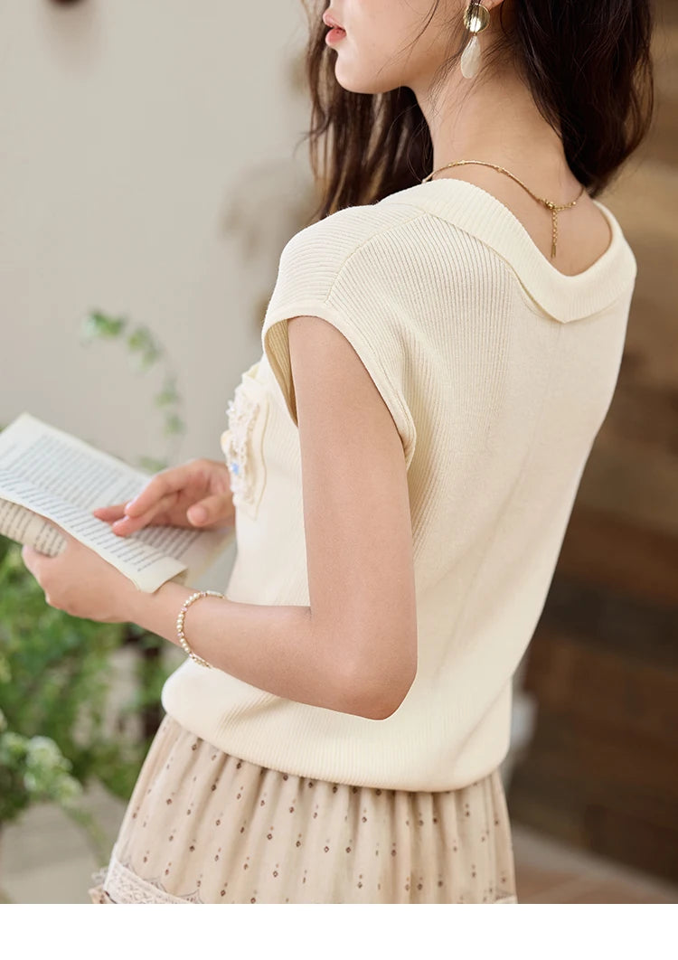 Mishow V-Neck Pocket Shell Lace Raglan Tee MXE34Z1265